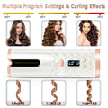 Cordless Curling Iron with Automatic Rotation – USB Rechargeable Curling Wand for Travel, 3 Heat Settings & Anti-Scald, 1” Barrel (Pink)