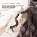 Cordless Curling Iron with Automatic Rotation – USB Rechargeable Curling Wand for Travel, 3 Heat Settings & Anti-Scald, 1” Barrel (Pink)